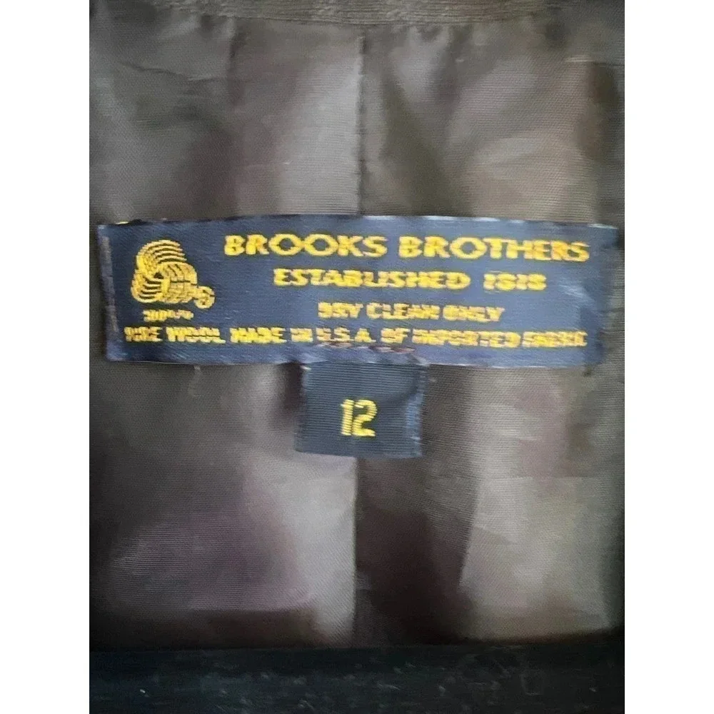 Brooks Brothers Wool Blazer Brown Size 12 Career Business Interview Work - Picture 3 of 5